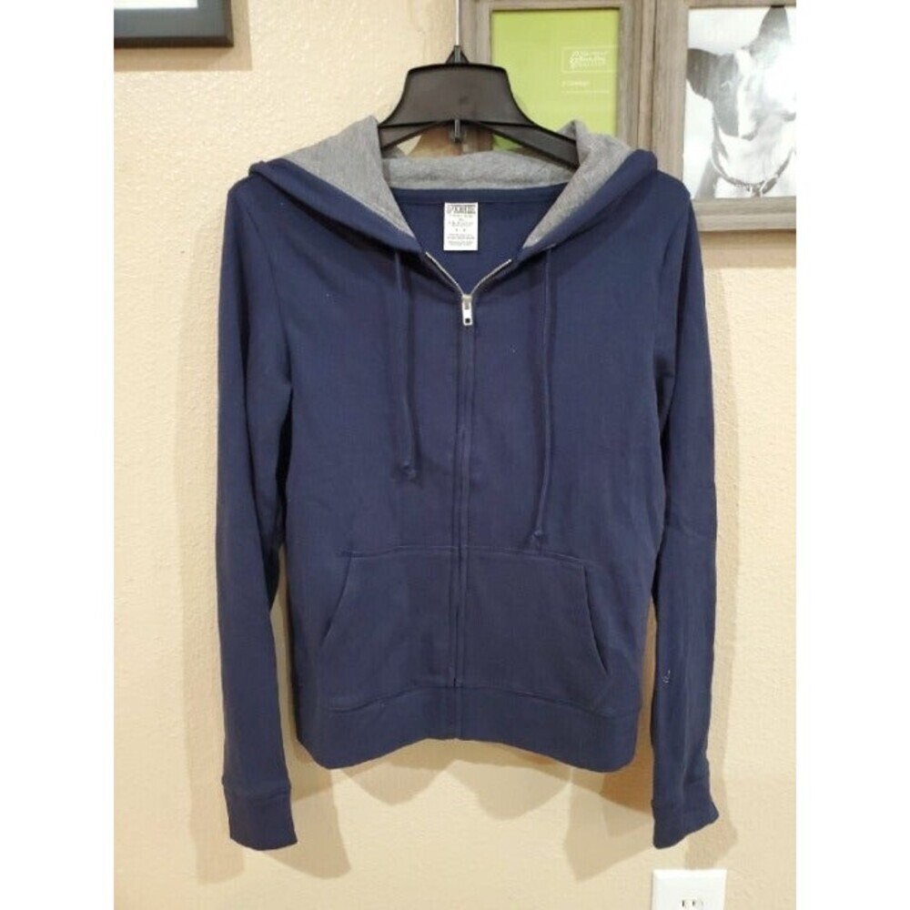 Navy Blue Zip-up Hoodie by PINK Victoria's Secret NWOT Size Small